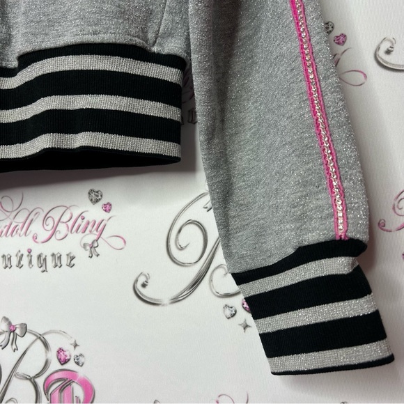 R T school sparkly rhinestone sweater bling line down arms sparkly all over y2k - Picture 11 of 13